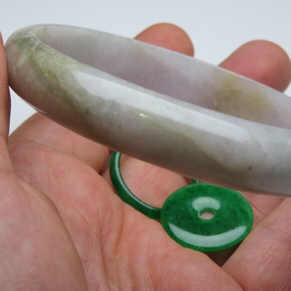 "Extra Large Natural Jade Bangle + Jade Ring & Donut 68-70mm" - Picture 3 of 3